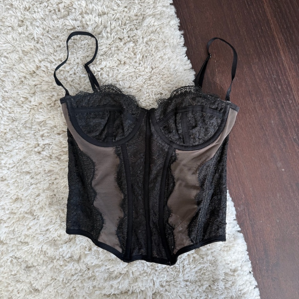 Urban Outfitters Modern Love Corset Top — Black